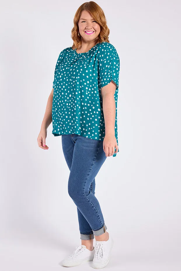 Serena Teal Spot Top