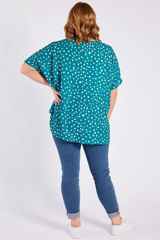 Serena Teal Spot Top