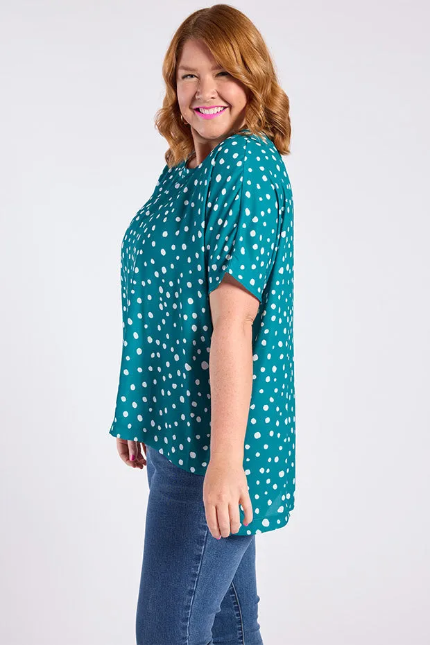 Serena Teal Spot Top