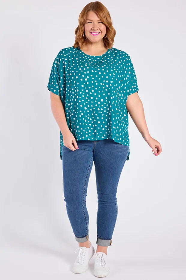 Serena Teal Spot Top