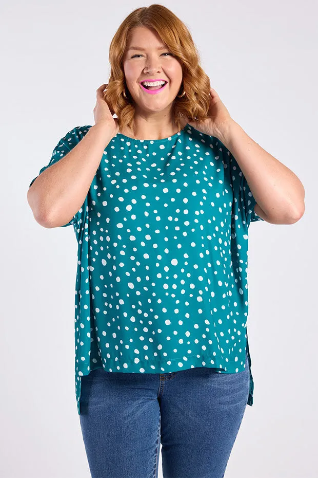 Serena Teal Spot Top