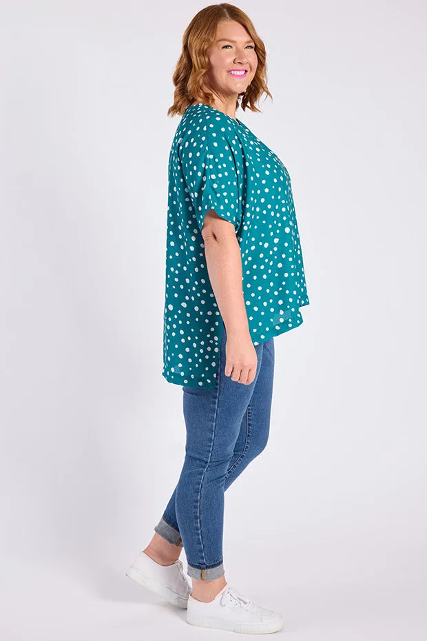 Serena Teal Spot Top