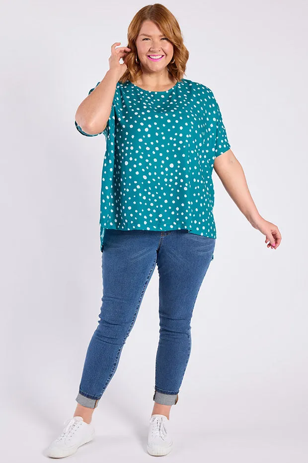 Serena Teal Spot Top