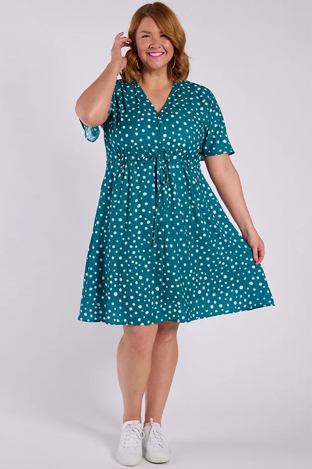 Siena Teal Spot Dress