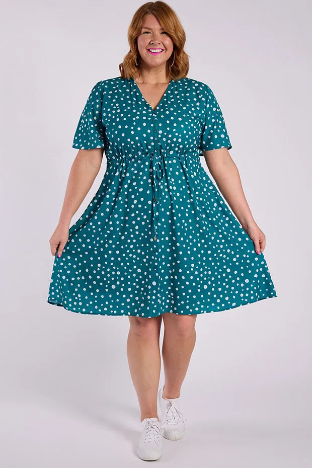 Siena Teal Spot Dress