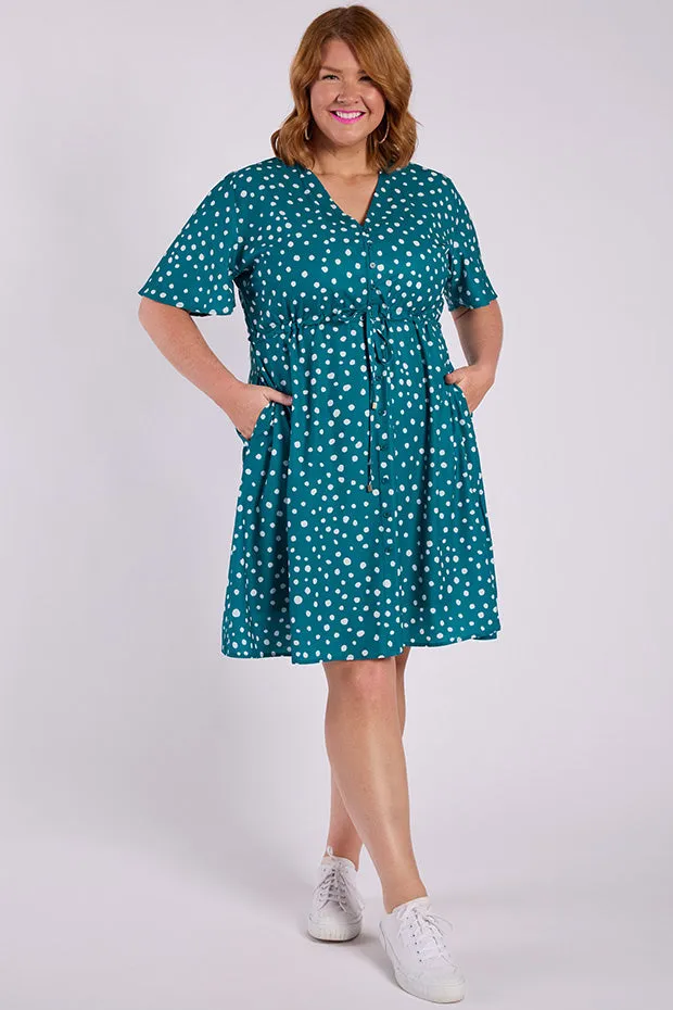 Siena Teal Spot Dress