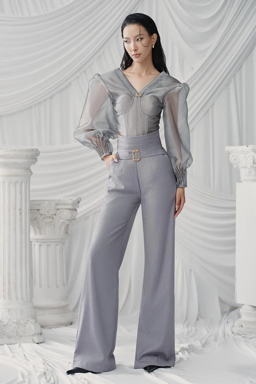 Silvie Straight Corset Waist Chino Polyester Floor Length Set