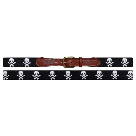 Smathers & Branson Jolly Roger Black Needlepoint Belt