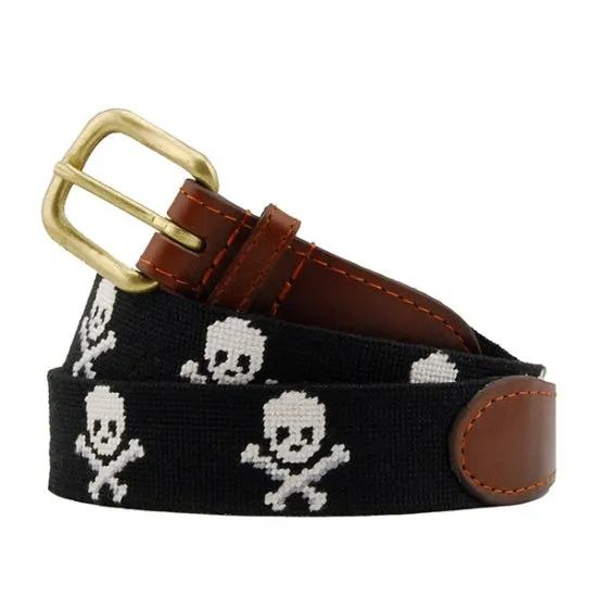 Smathers & Branson Jolly Roger Black Needlepoint Belt