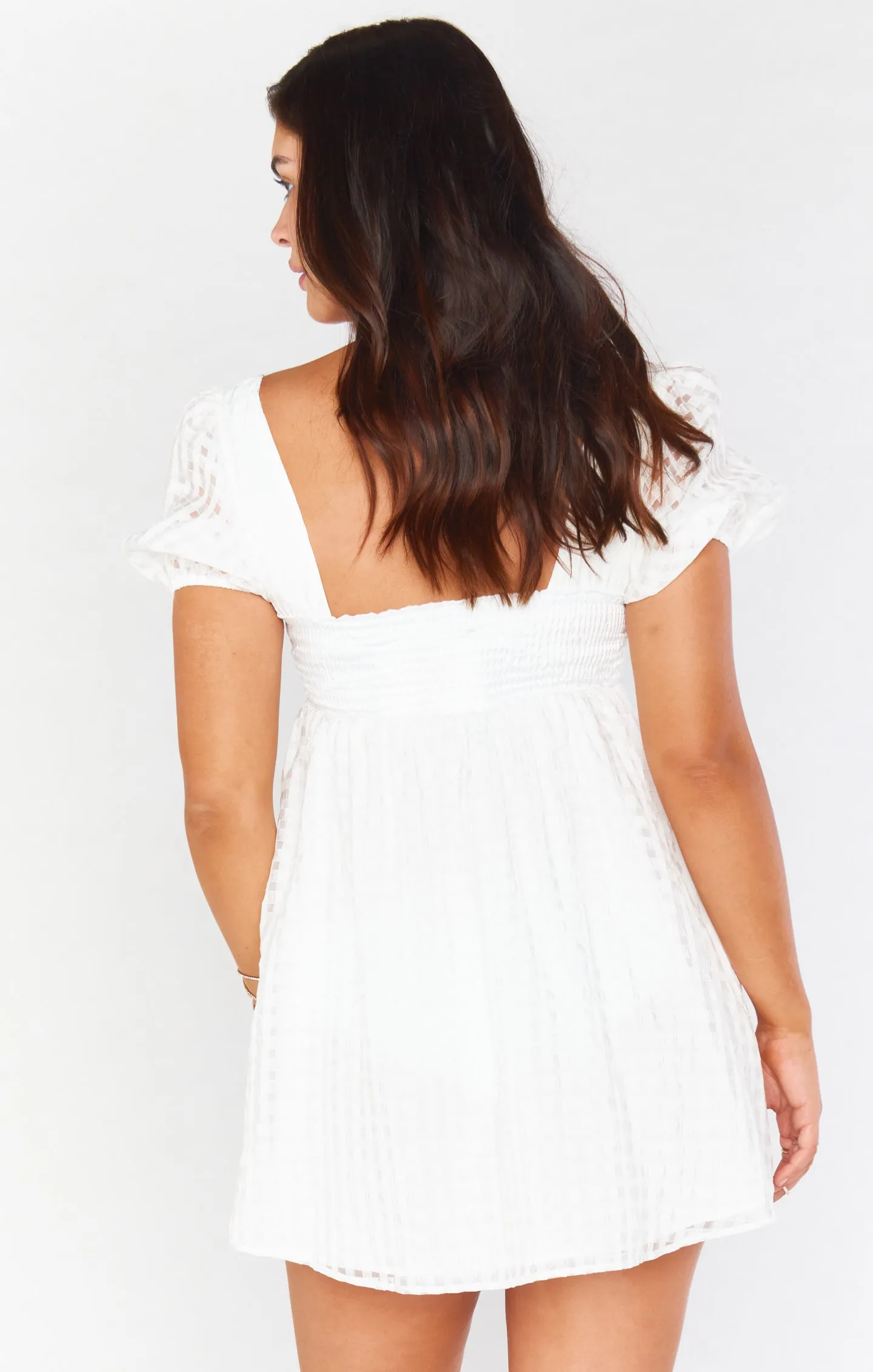 Smitten Babydoll Dress ~ Ivory Charmed and Checkered