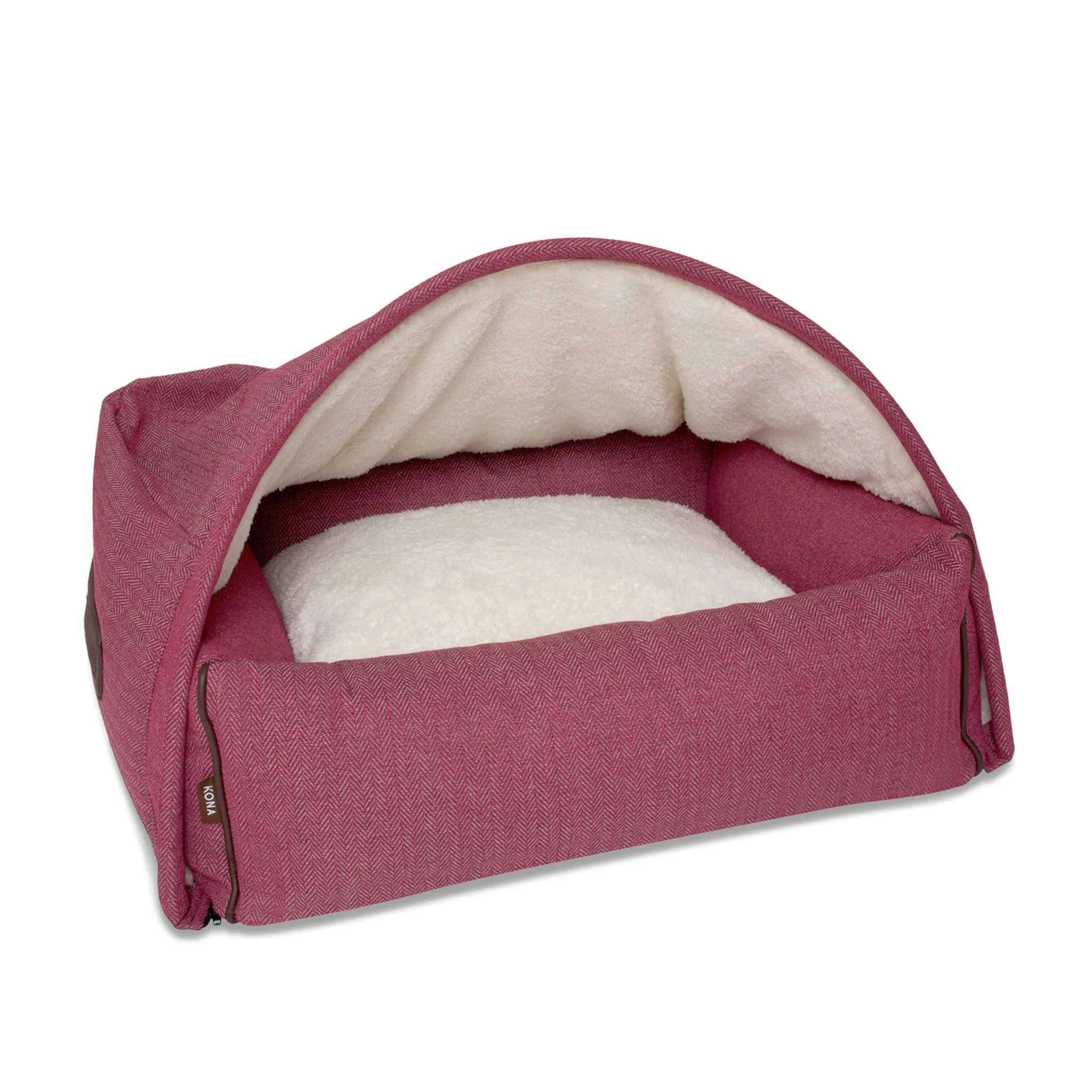 Snuggle Cave Pet Bed - Magenta / Pink Herringbone