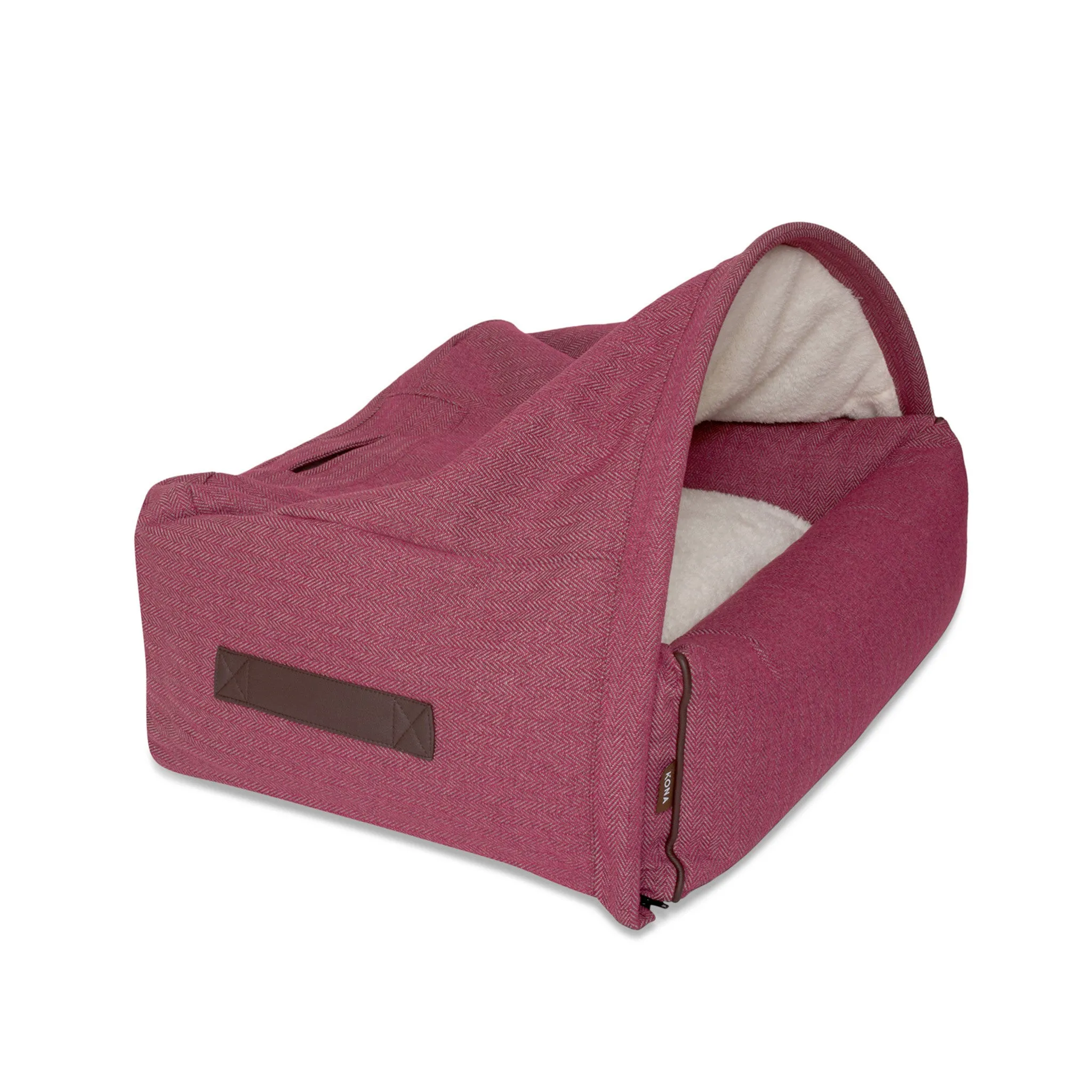 Snuggle Cave Pet Bed - Magenta / Pink Herringbone