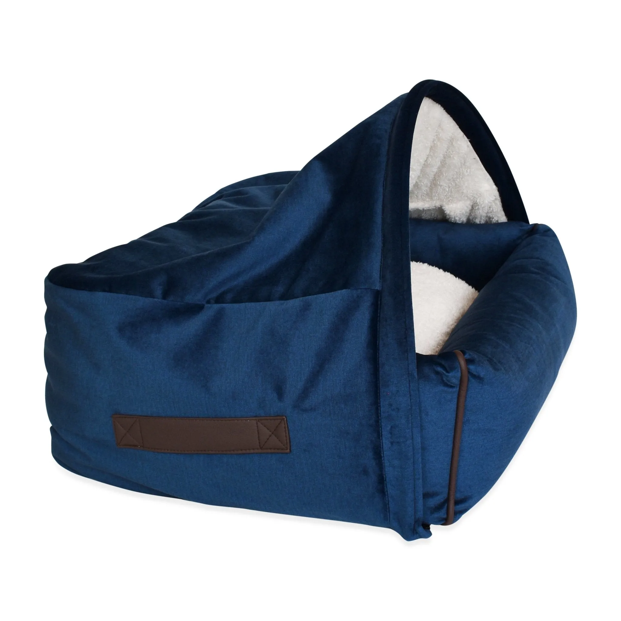 Snuggle Cave Pet Bed - Midnight Blue Velvet