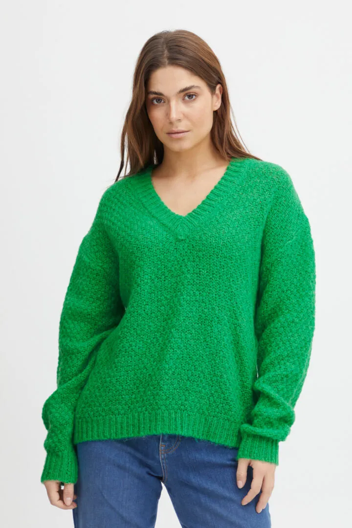 Sophia Wool/Alpaca Blend V-Neck Pullover - Fern Green