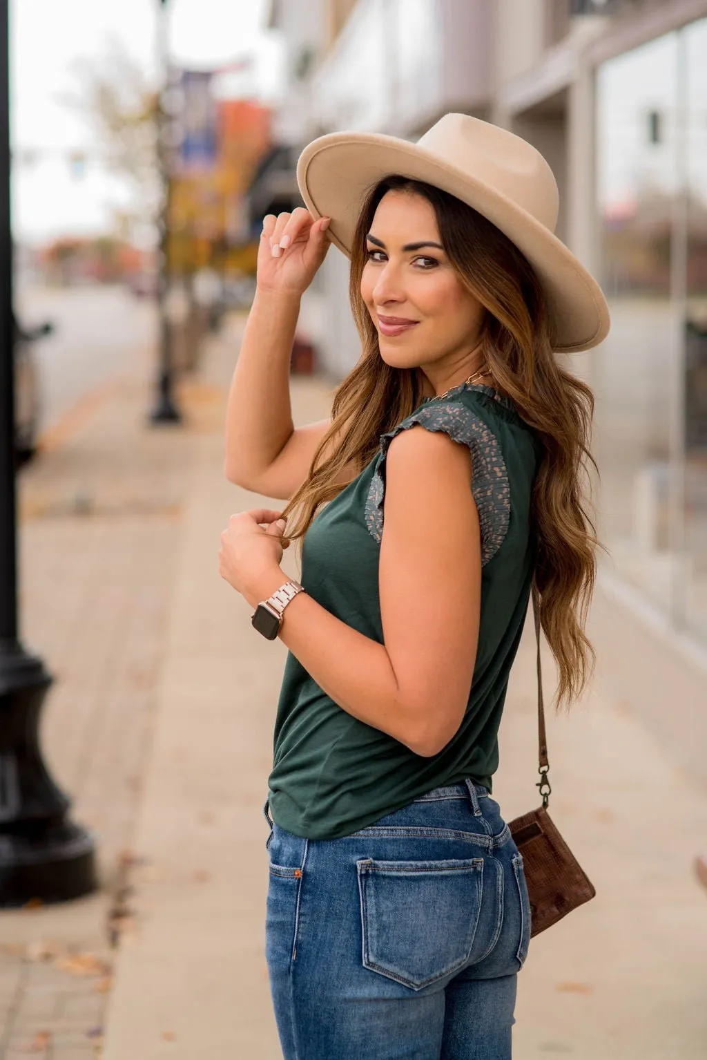 Splattered Ruffle Trim Tank