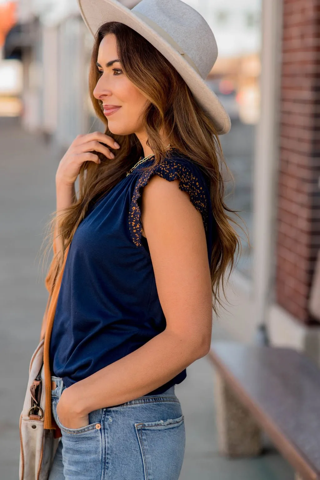 Splattered Ruffle Trim Tank