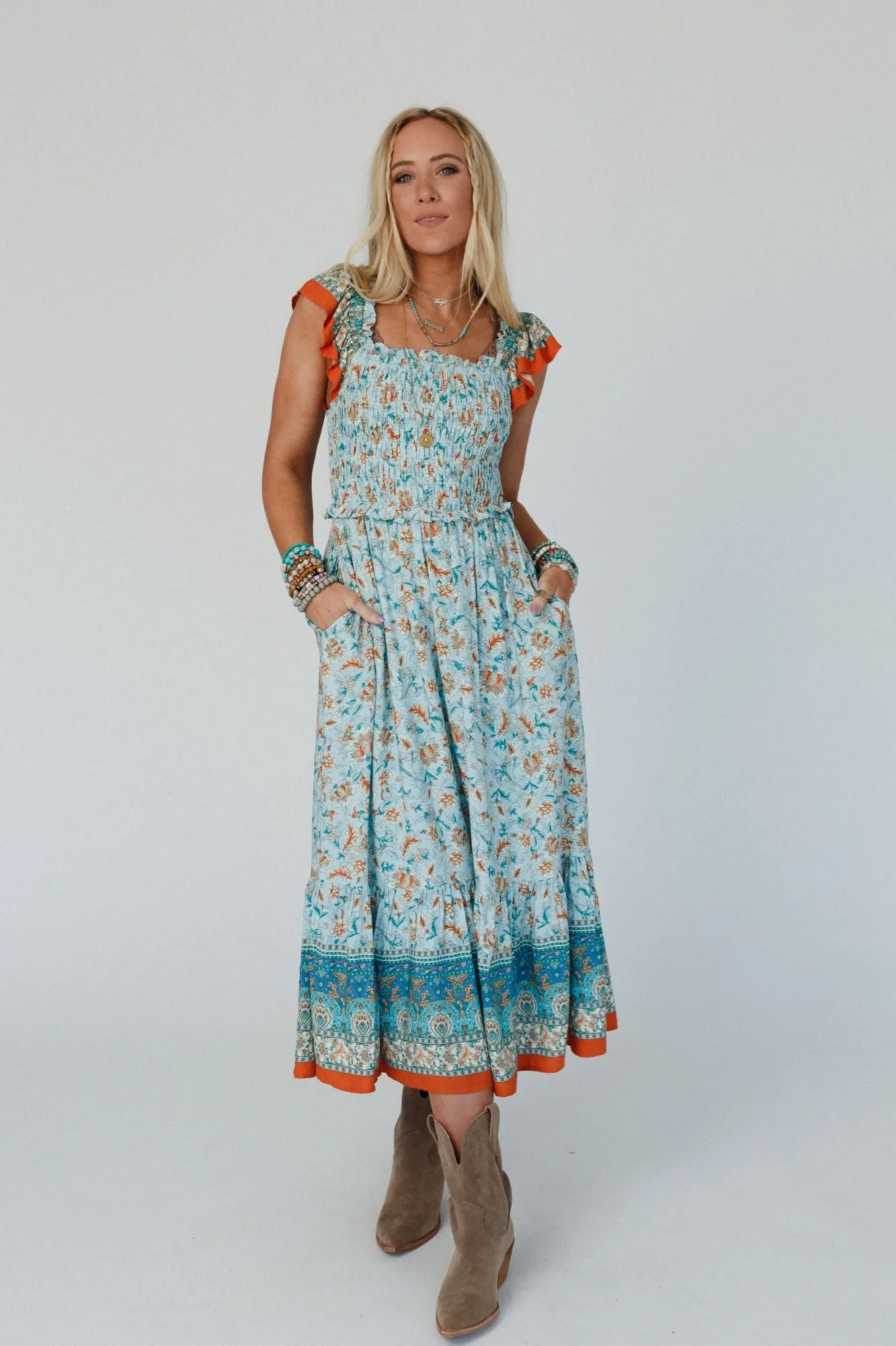 Spring Garden Maxi Dress - Camel Multi