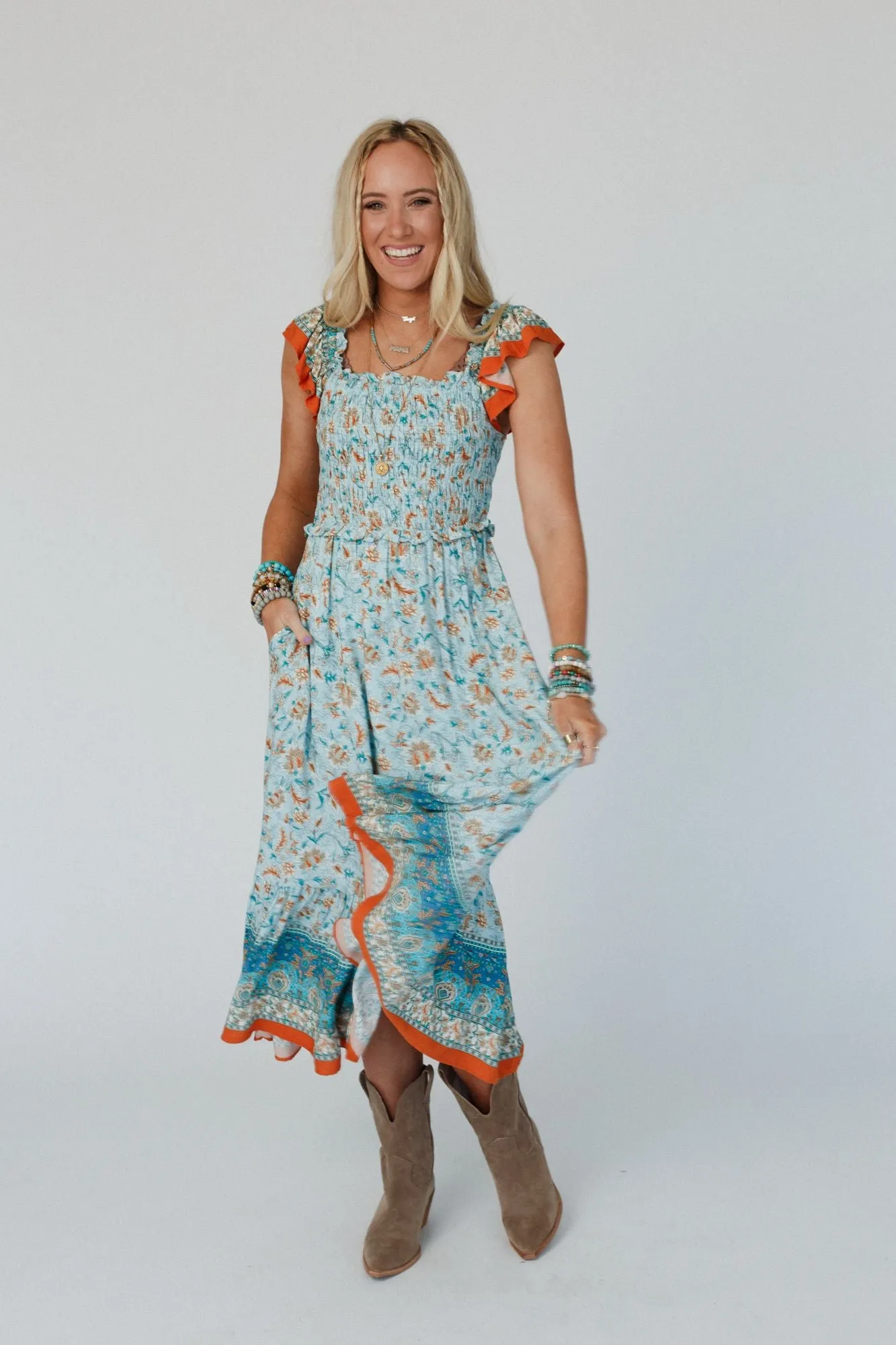 Spring Garden Maxi Dress - Camel Multi