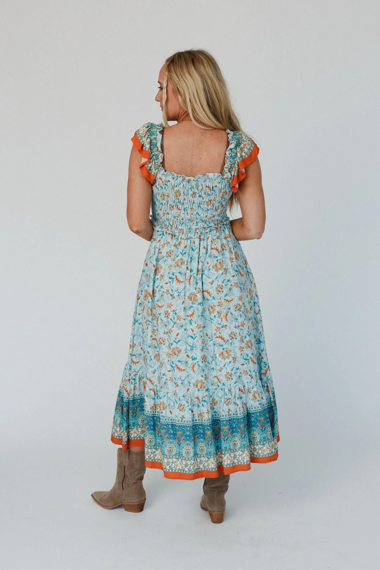 Spring Garden Maxi Dress - Camel Multi