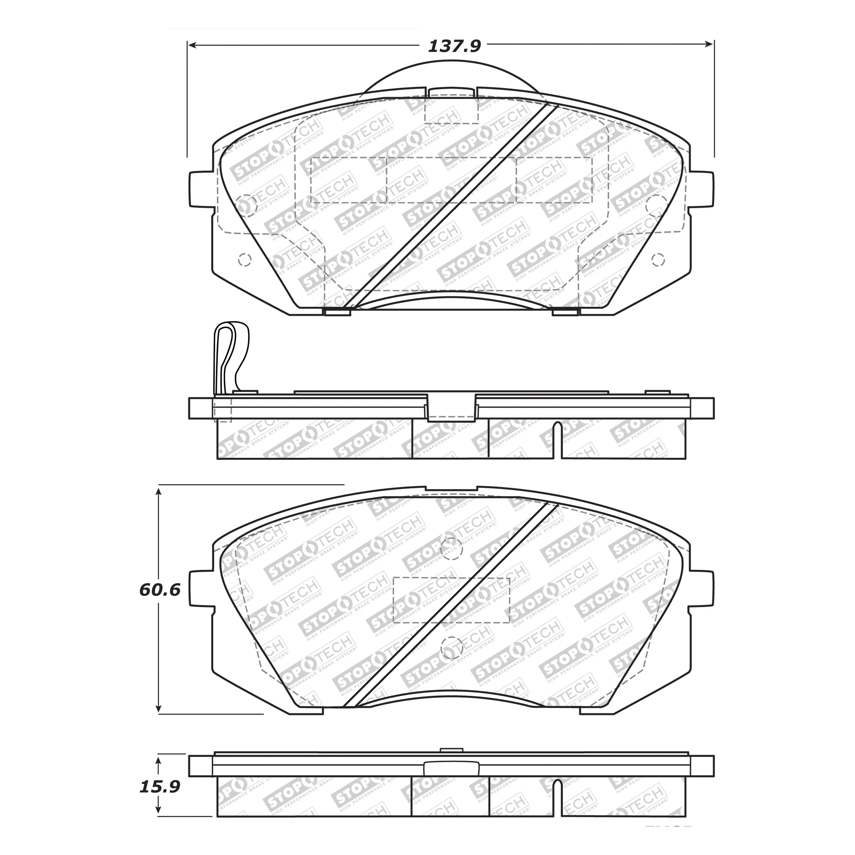 StopTech Street Select Brake Pads Kia Sportage (11-16) [Front w/ Hardware] 305.12951