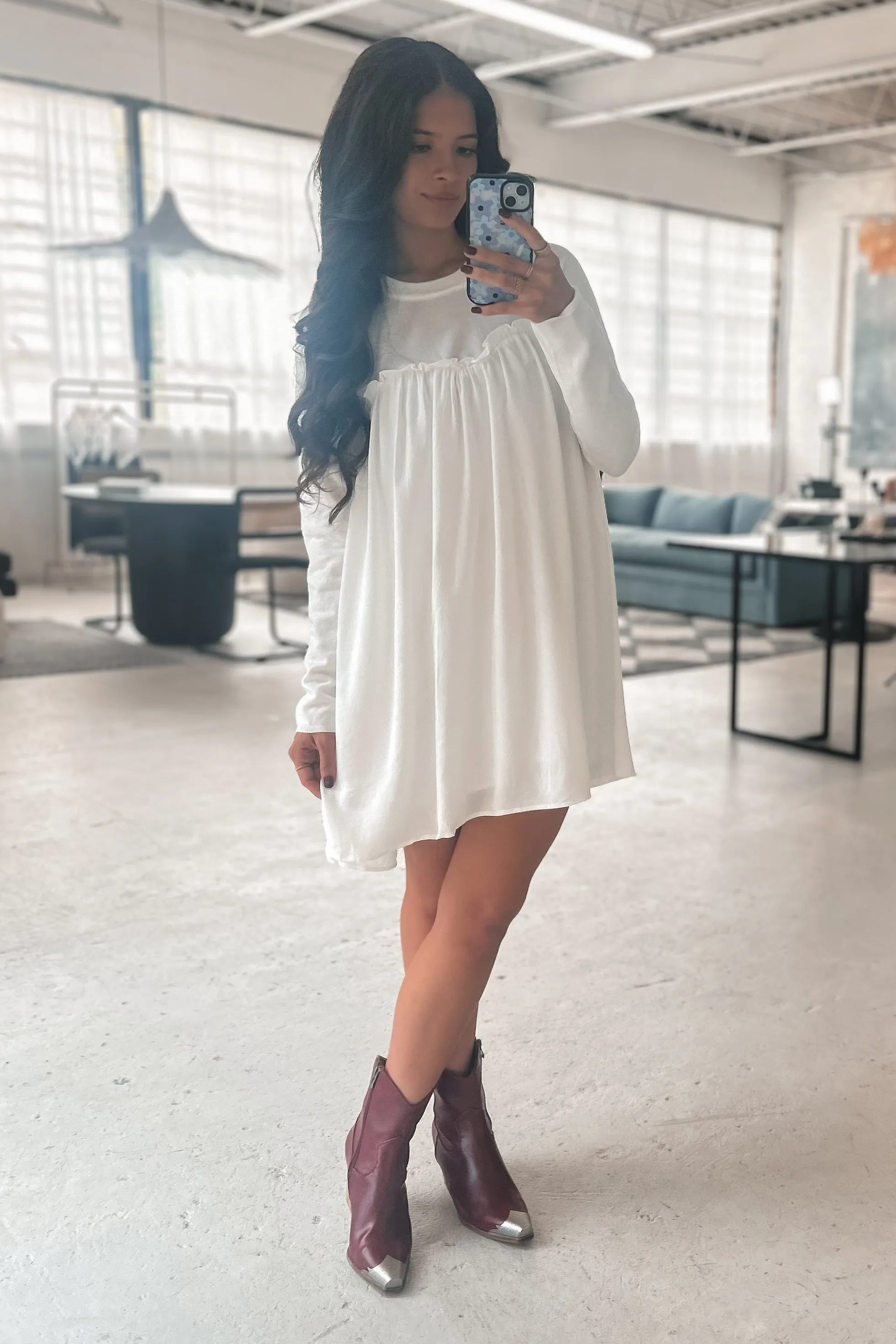 Sweeter Than Most Long Sleeve White Mini Dress