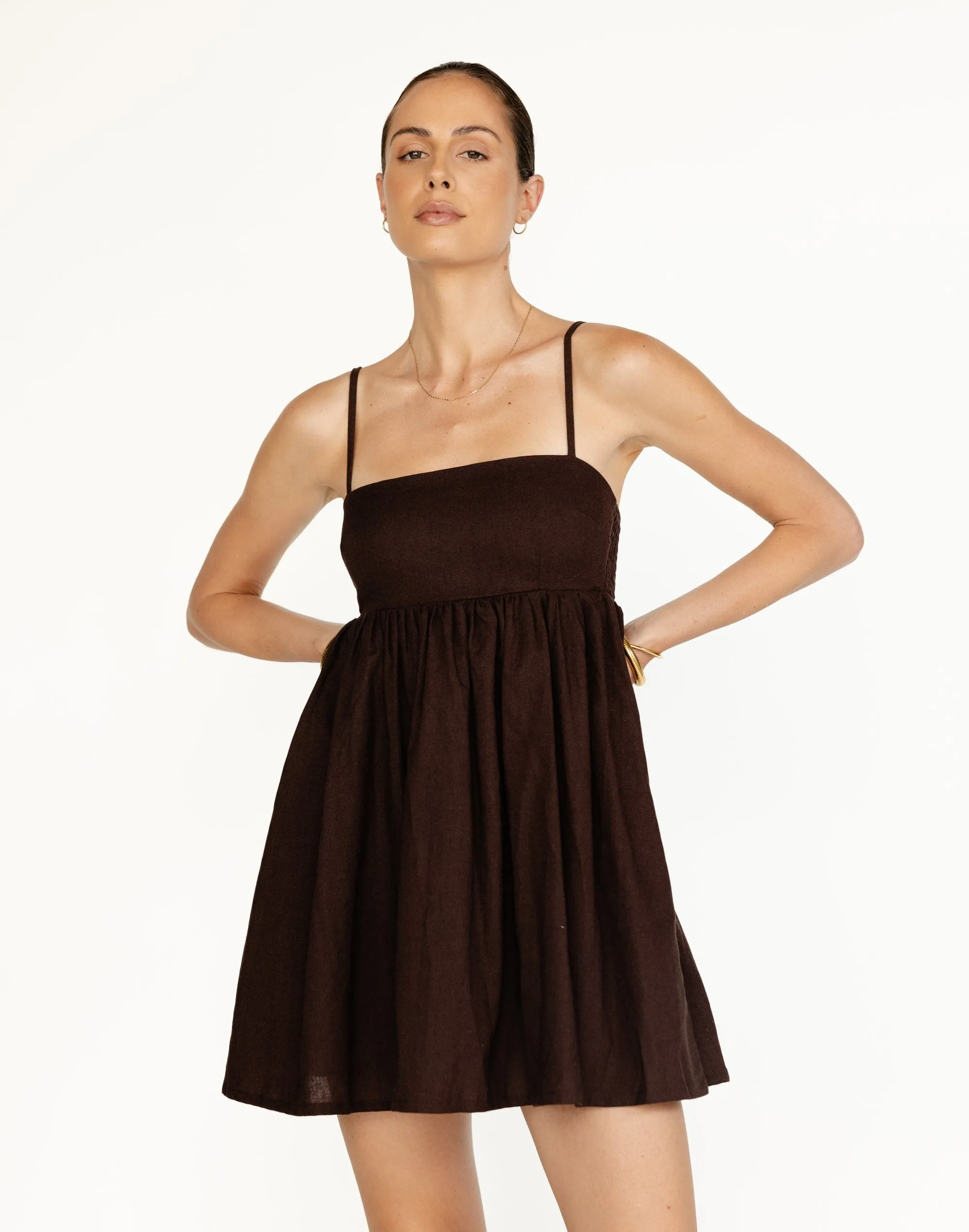 Tarsha Mini Dress (Chocolate)