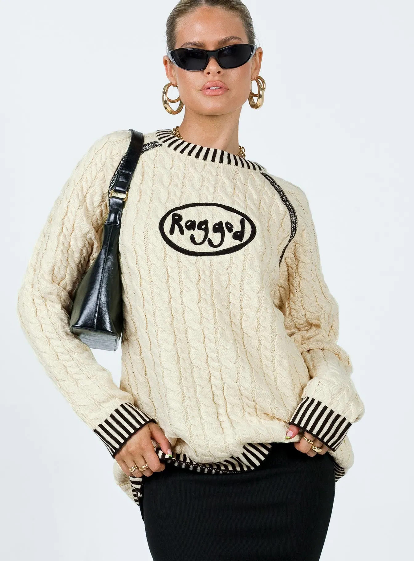 The Ragged Priest Cable Knit Sweater Cream