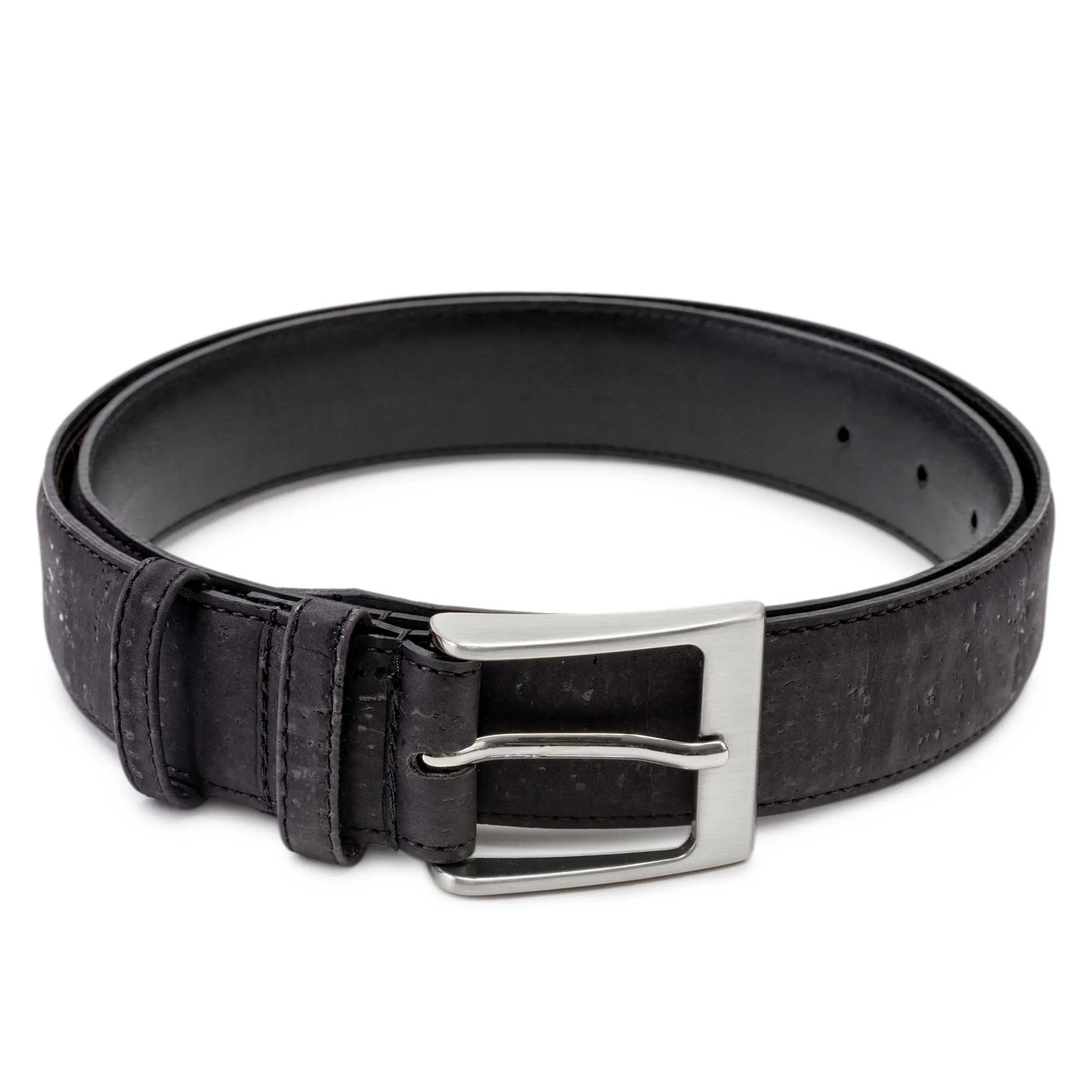 Three-Piece Construction Cork Vegan Belt | Black