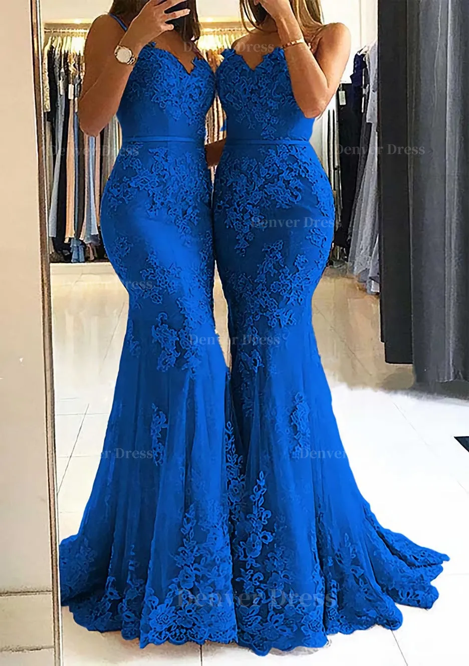 Trumpet/Mermaid Sweetheart Sleeveless Long/Floor-Length Tulle Prom Dress With Appliqued