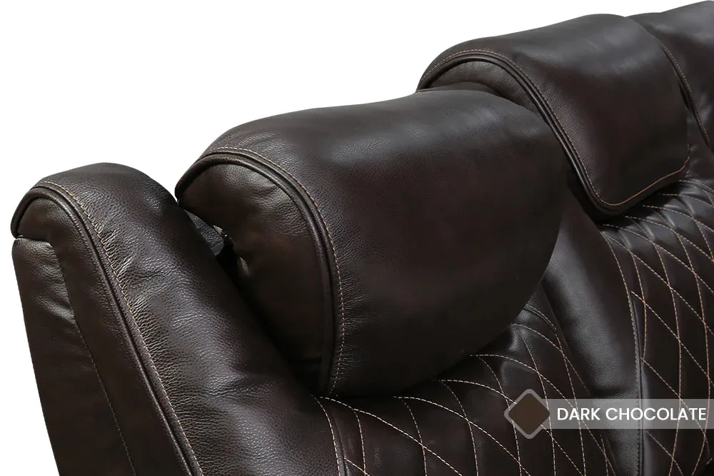 Valencia Oslo Leather Home Theater Seating Row of 3, Dark Chocolate