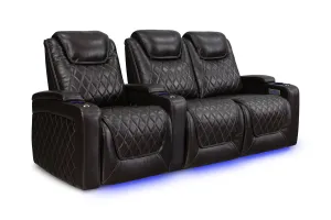 Valencia Oslo Leather Home Theater Seating Row of 3 Loveseat Right, Dark Chocolate