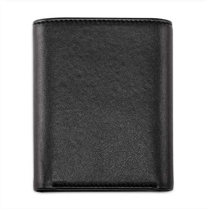 Vegan Leather RFID Protective Trifold Wallet | Black