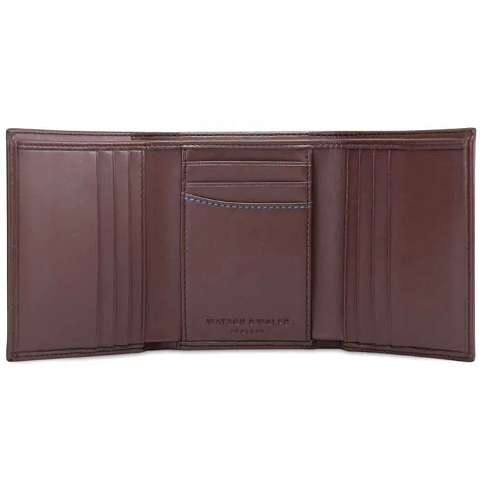 Vegan Leather RFID Protective Trifold Wallet | Chestnut Brown