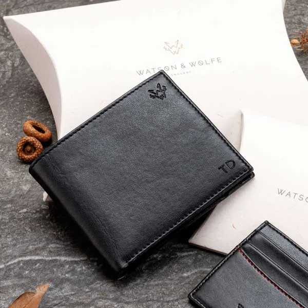 Vegan Leather RFID Protective Wallet | Black & Red