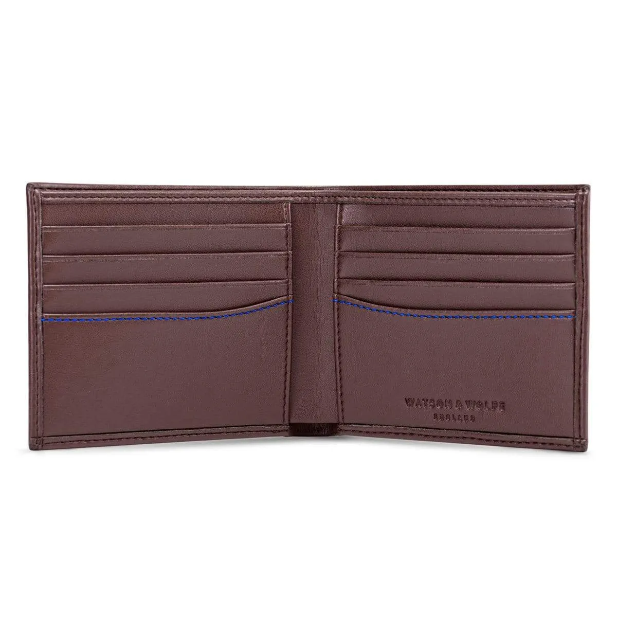 Vegan Leather RFID Protective Wallet | Chestnut Brown & Cobalt Blue