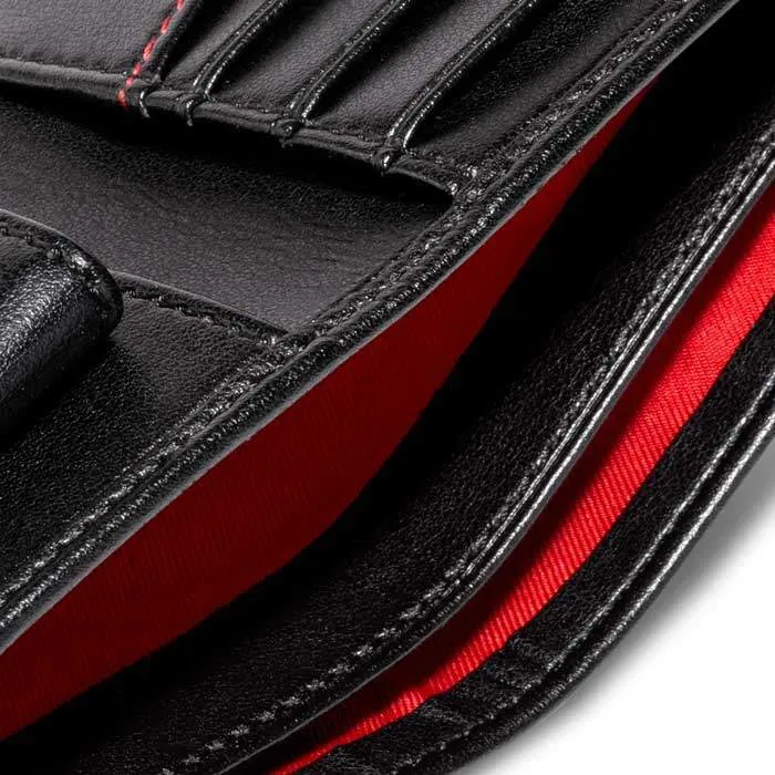 Vegan Leather RFID Protective Wallet with Coin Pocket | Black & Red