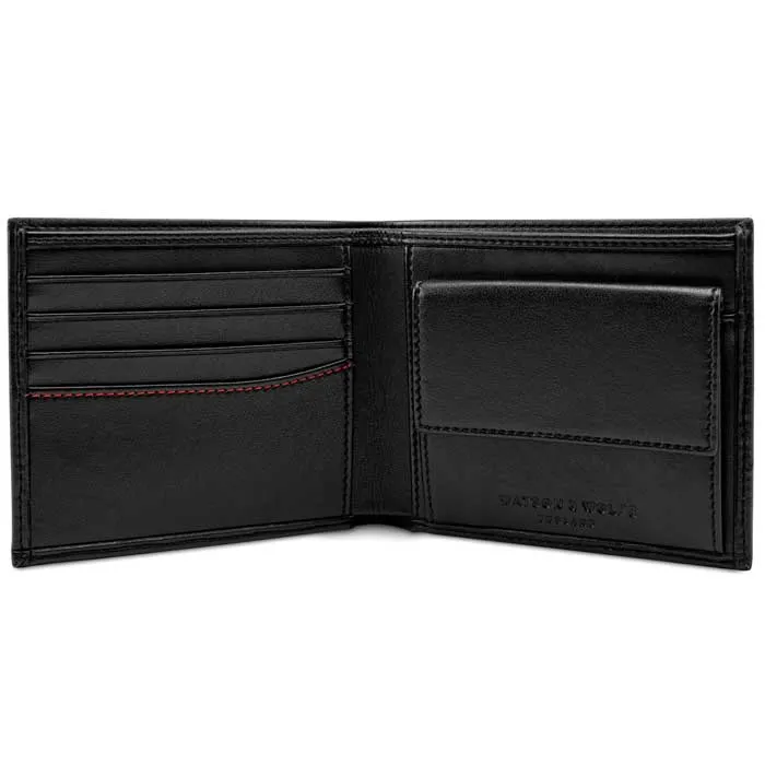 Vegan Leather RFID Protective Wallet with Coin Pocket | Black & Red