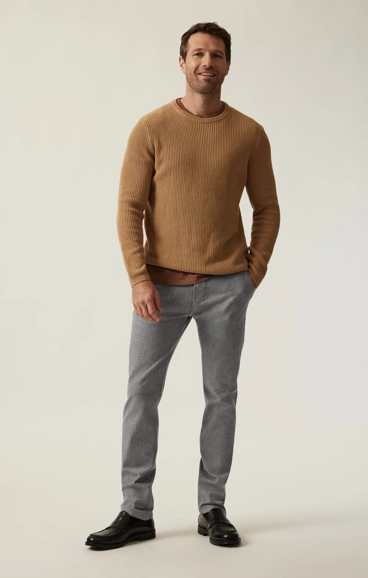 Verona Slim Leg Chino Pants in Grey Elite