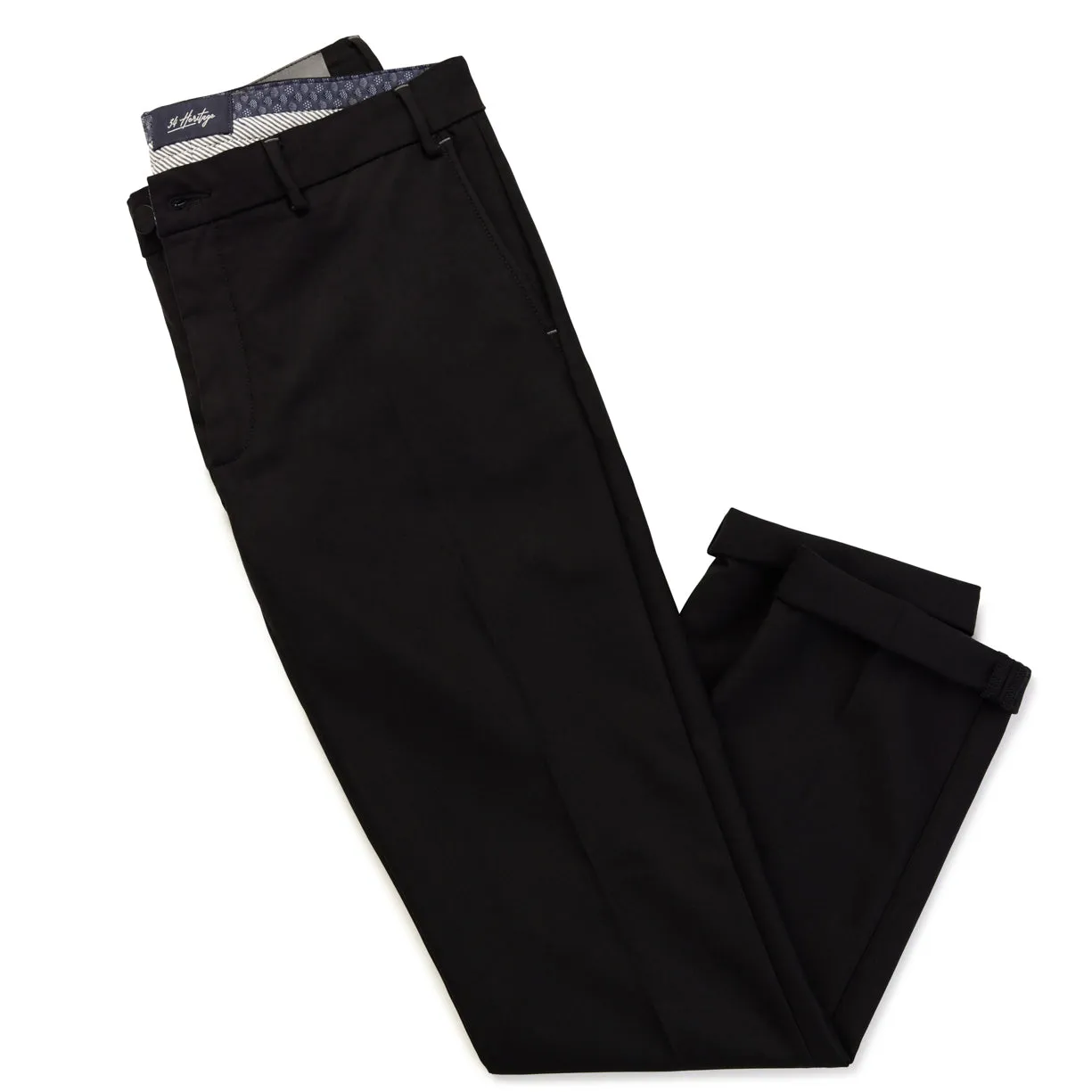 Verona Tailored Slim Leg Chino Pants In Black High Flyer