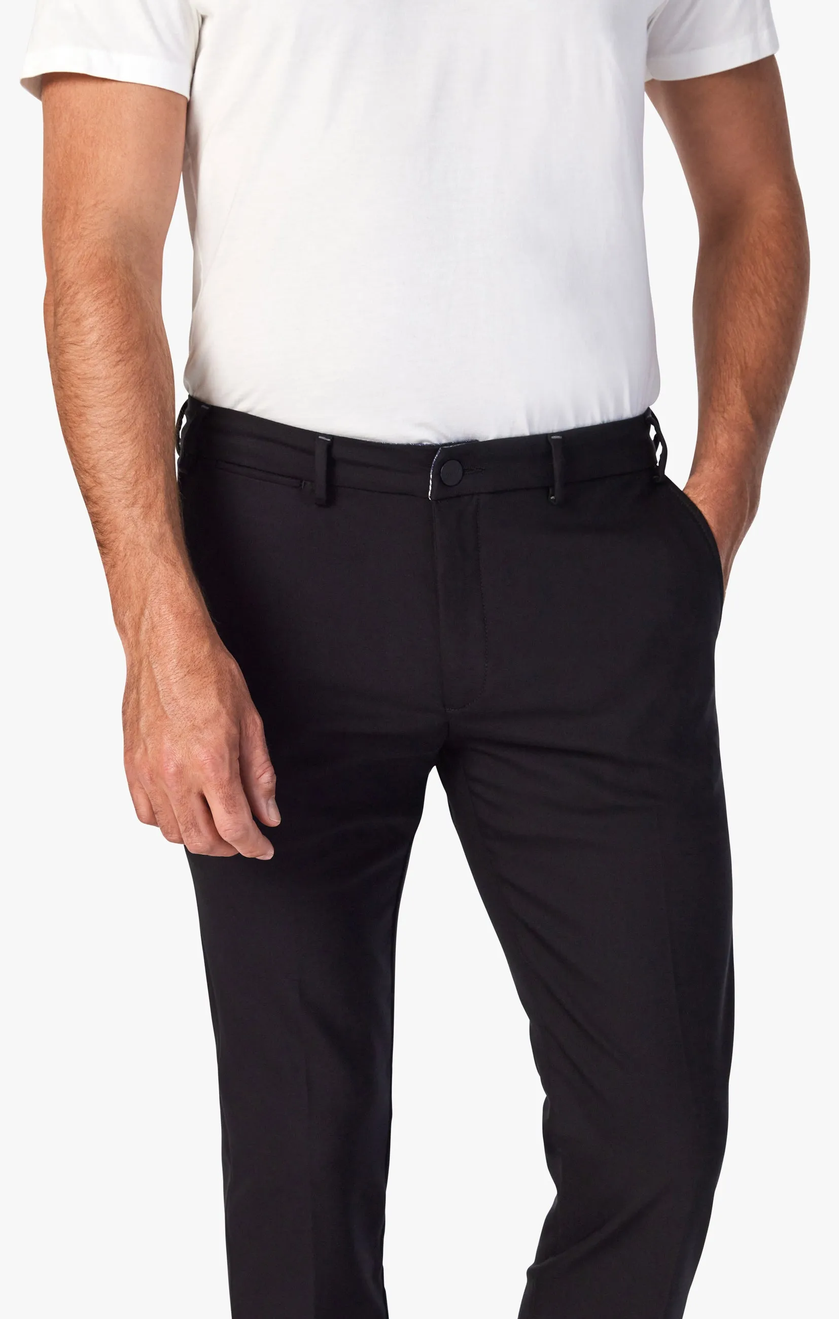 Verona Tailored Slim Leg Chino Pants In Black High Flyer