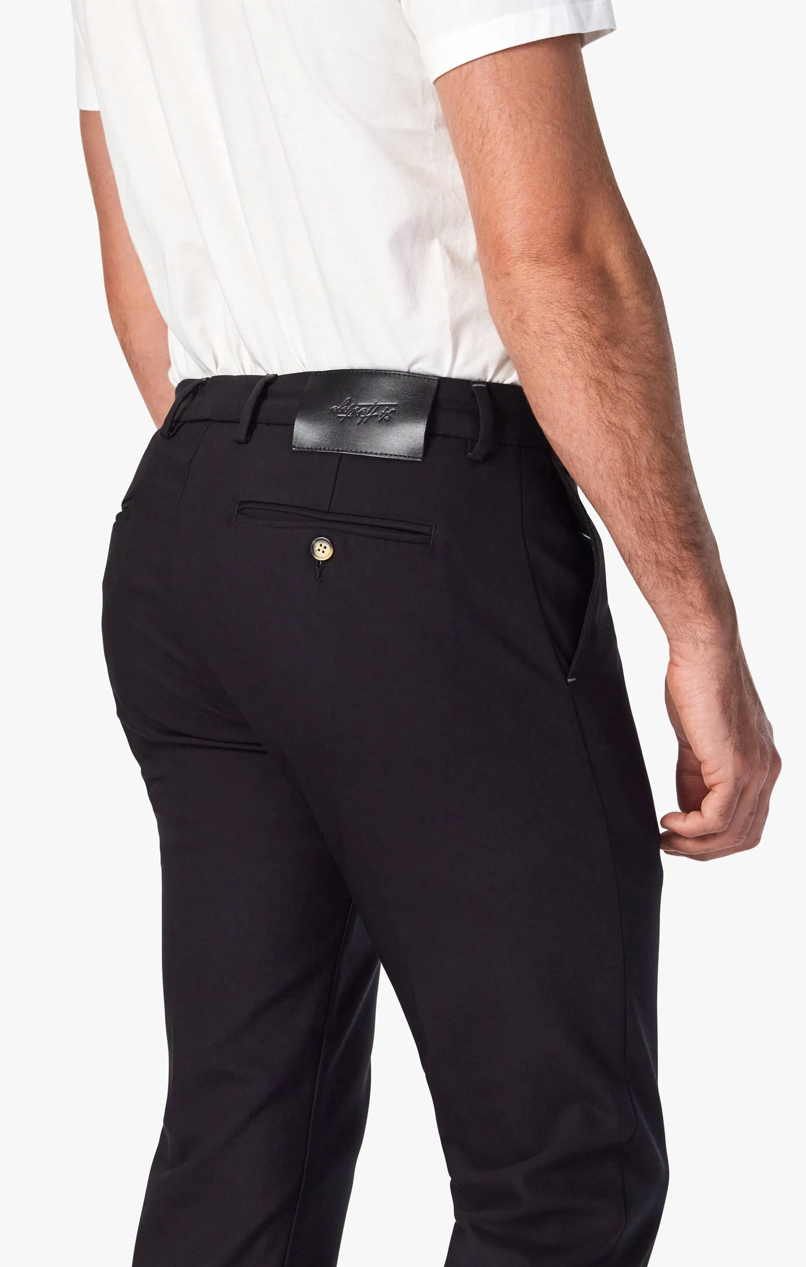 Verona Tailored Slim Leg Chino Pants In Black High Flyer