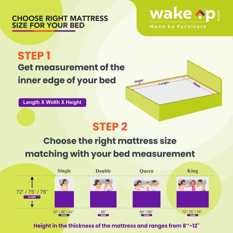 wakeup INDIA Spring Mattress| 10 Years Warranty|Dreamsway Pocket Spring Mattress|8 inch Mattresses,King Bed|Breathable Fabric,Bouncy Hotel Feel Mattress|Fire-Retardant (King Size - 78X72X8 inch)