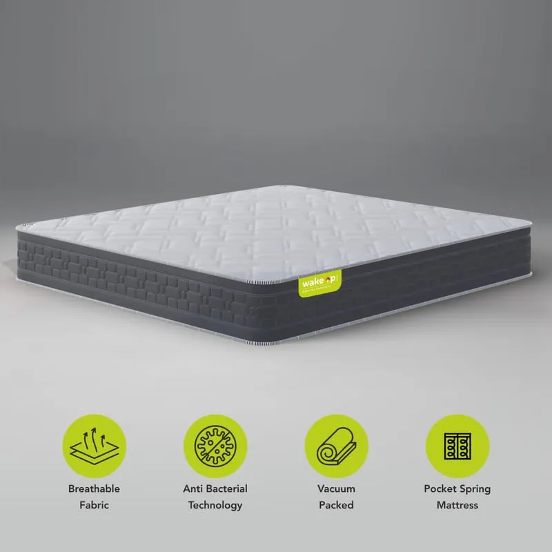 wakeup INDIA Spring Mattress| 10 Years Warranty|Dreamsway Pocket Spring Mattress|8 inch Mattresses,King Bed|Breathable Fabric,Bouncy Hotel Feel Mattress|Fire-Retardant (King Size - 78X72X8 inch)