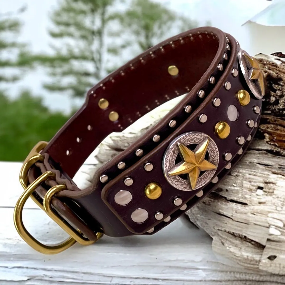 Western Dog Collar Nashville 1.5" or 2" Wide Studded