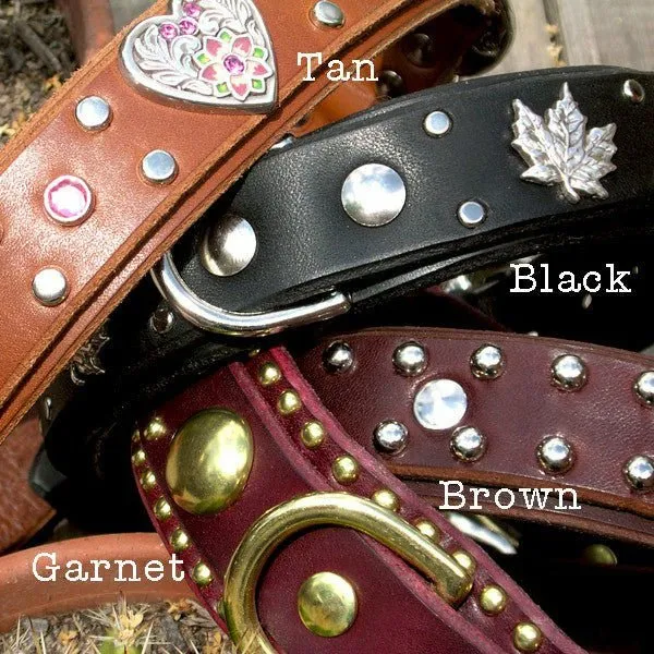 Western Dog Collar Nashville 1.5" or 2" Wide Studded