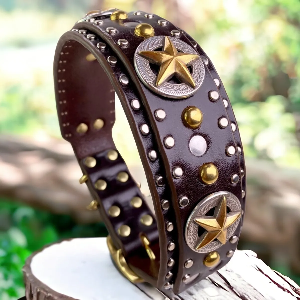 Western Dog Collar Nashville 1.5" or 2" Wide Studded