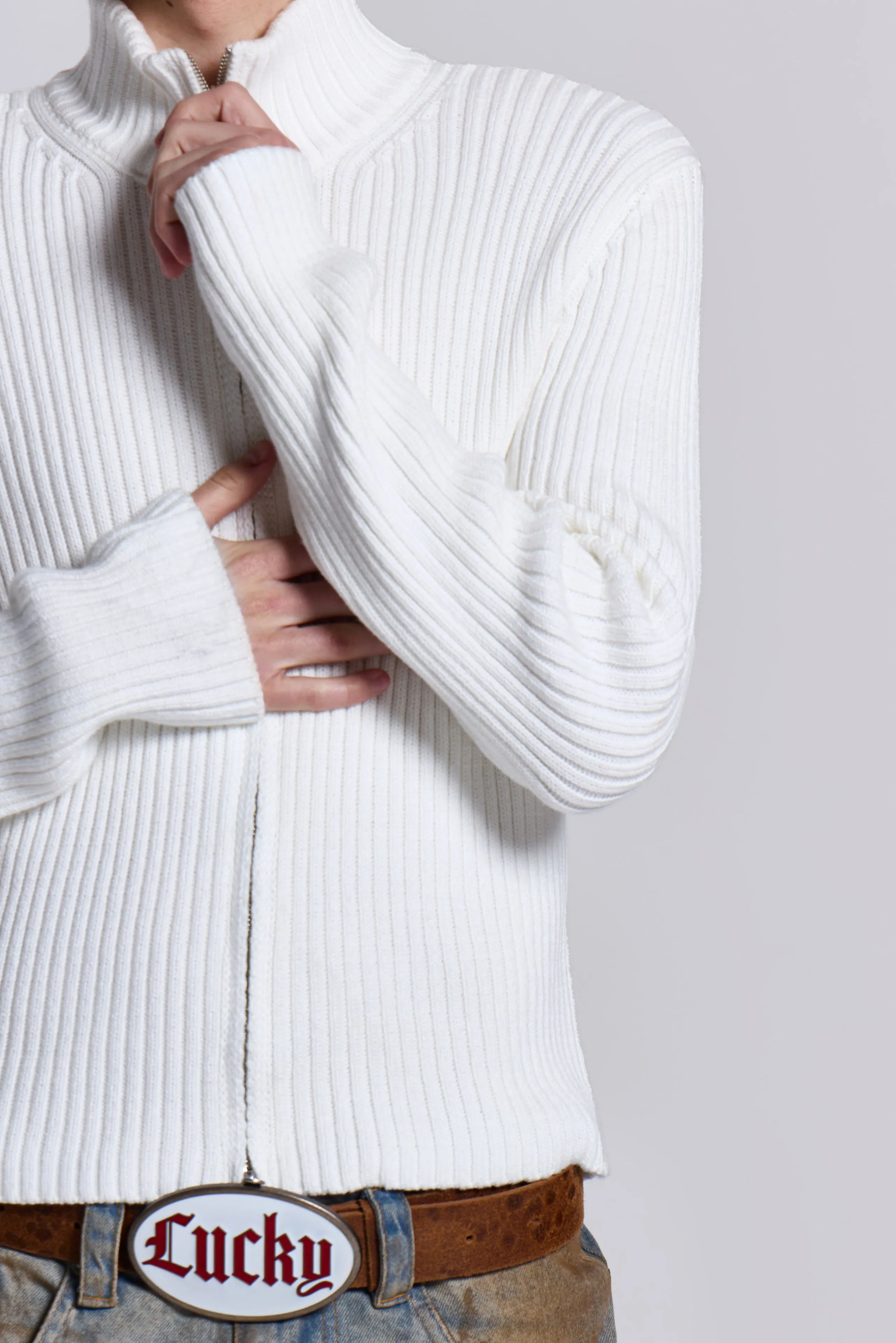 White Lucid Knit Track Top