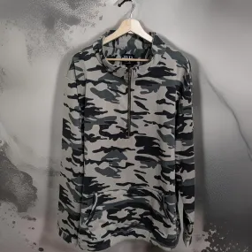 Winter Camouflage Quater Zip Fleece Sweatshirt