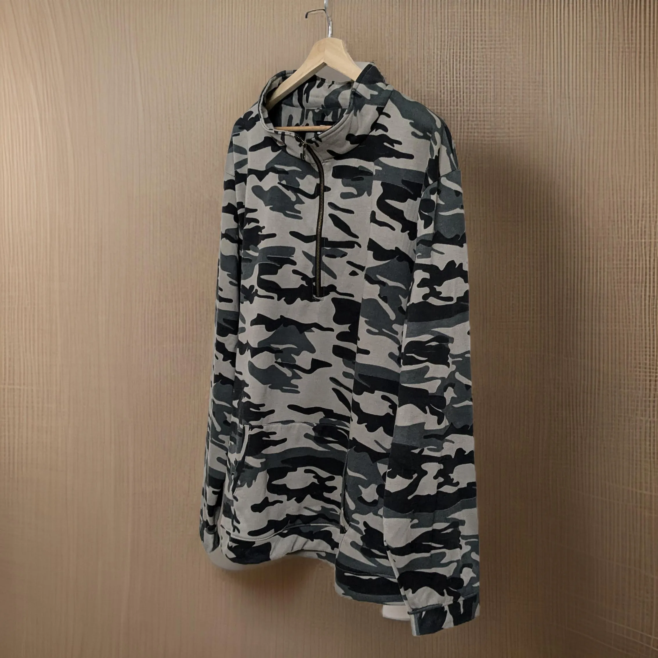 Winter Camouflage Quater Zip Fleece Sweatshirt