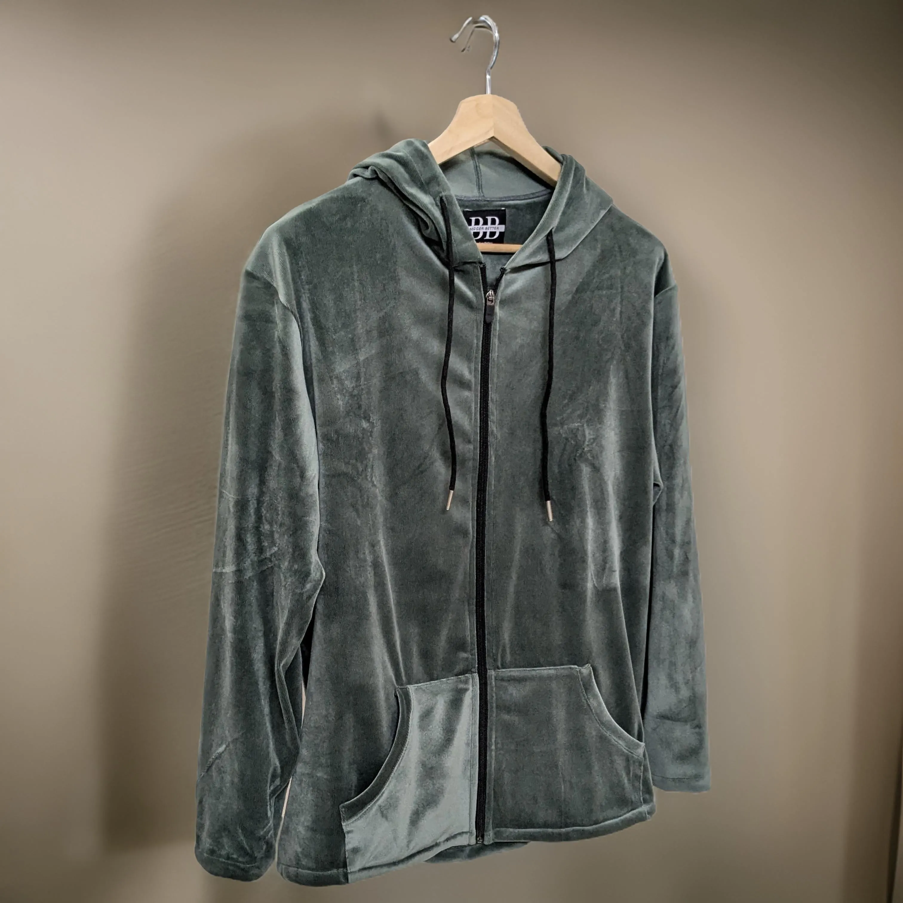 Winter Super Soft Velvet Dark Green Hoodie Jacket